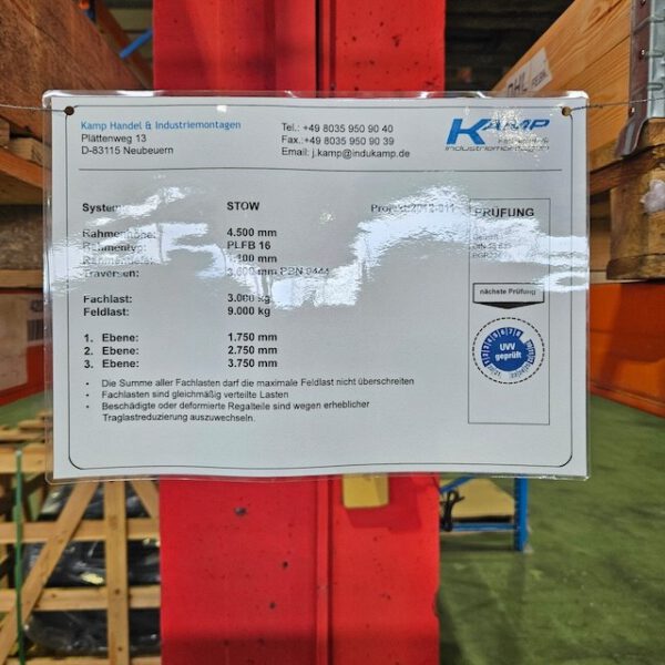 Palettenregal, Stow, ca, 4,50m hoch, 1.000kg / Palette, ca. 2.560 Palettenstellplätze – Bild 5