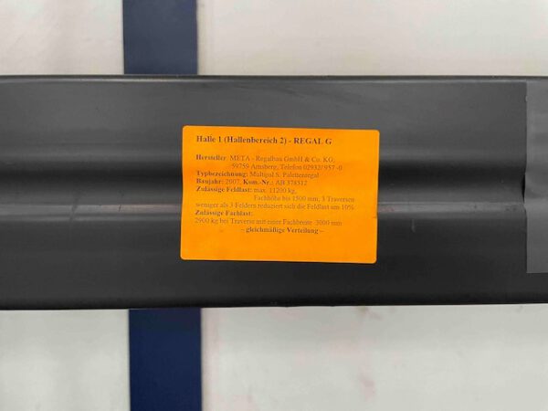 Palettenregal 5,50m hoch, Meta, 900kg / Palette, ca. 96 Stellplätze – Bild 7