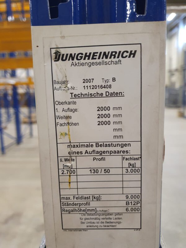 Palettenregal ca. 6,60m bis 7,90m hoch, 1.000kg / Palette, ca. 2.256 Stellplätze lagertechnik