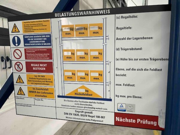 Palettenregal 5,50m hoch, Meta, 900kg / Palette, ca. 96 Stellplätze lagertechnik