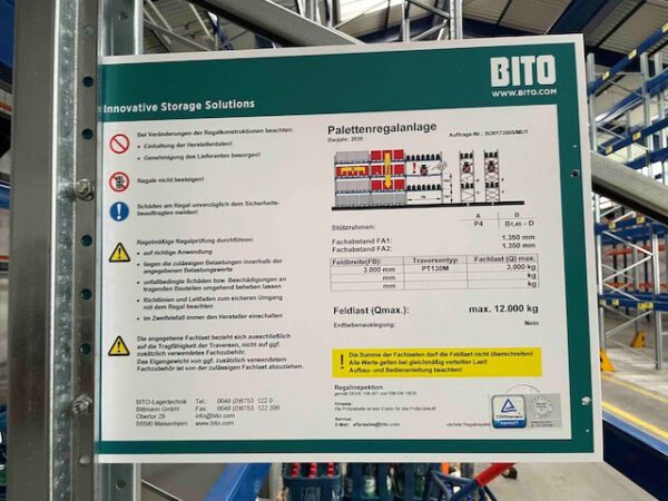 Palettenregal, ca. 5,80m hoch, Bito, 1.000kg / Palette, ca. 405 Stellplätze – Bild 2