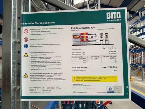 Palettenregal, ca. 5,80m hoch, Bito, 1.000kg / Palette, ca. 405 Stellplätze lagertechnik