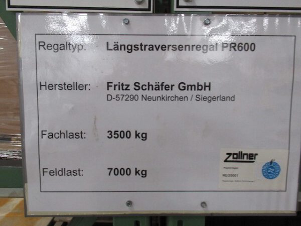 Palettenregal mit Stahlfachböden bzw. Tiefenauflagerahmen, 4m hoch, bis zu 1.750kg / Palette, ca. 1.800 Stellplätze - gebraucht - : – Bild 2