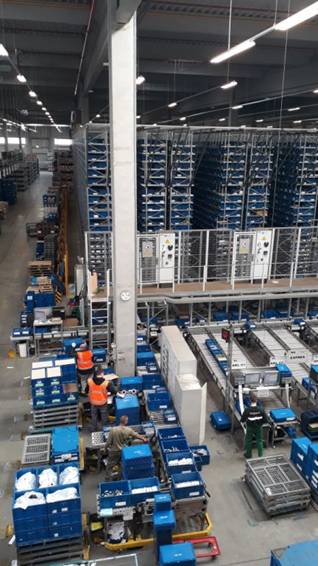 AKL mit 94.000 Behälterplätzen, max. 30kg/Behälter, 7 Gassen, 600 Behälter / Std. - gebraucht - : lagertechnik