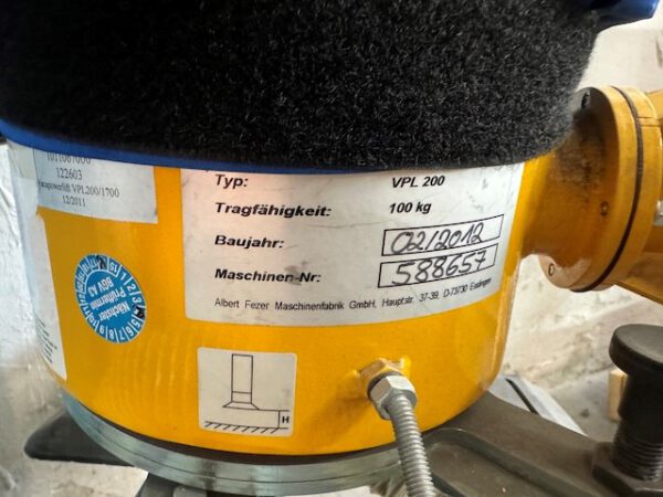 Vakuumheber für Kartons etc., Fezer, VPL 200, 100kg, mit Säule und Ausleger – Bild 4