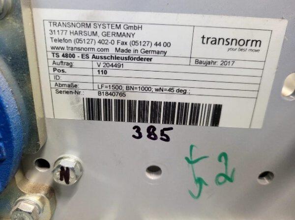7x Ausschleusförderer, Transnorm, 45 deg – Bild 11