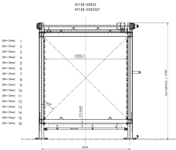 Blechlagerdoppelturm Stopa, 31 Fächer (Kassetten) a 3 Tonnen, für Blechformat: 1,50 x 3m – gebraucht - : lagertechnik