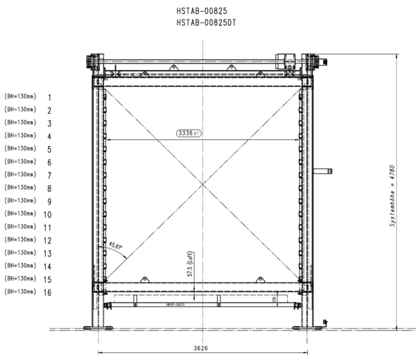 Blechlagerdoppelturm Stopa, 31 Fächer (Kassetten) a 3 Tonnen, für Blechformat: 1,50 x 3m – gebraucht - :