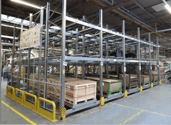 Palettendurchlaufregale, Dexion, max. 900kg / Palette, Höhe ca. 4,50m. ca. 110 Stellplätze – gebraucht -: lagertechnik