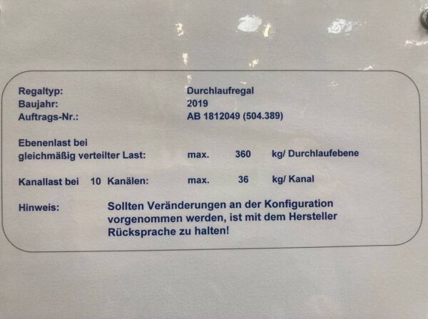 42 Felder Stückgut – Durchlaufregalanlage / Bereitstellregale für Kästen und Kartonagen – gebraucht – : – Bild 2