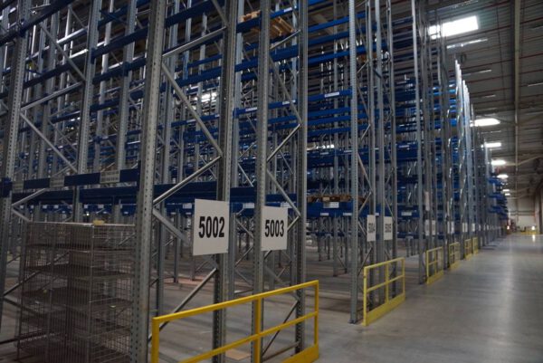Palettenregal, SSI Schäfer, max. 13.200 Palettenstellplätze, Rahmenhöhen ca. 9,80m bis ca. 10,80m, 800kg pro Palette – gebraucht - :  