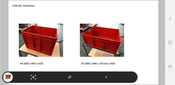 über 3.500 Stück Stapeltransportkästen / Lagerkisten, wahrscheinlich Eurokästen EF, Größen 600x400 und 800x600mm – gebraucht - :