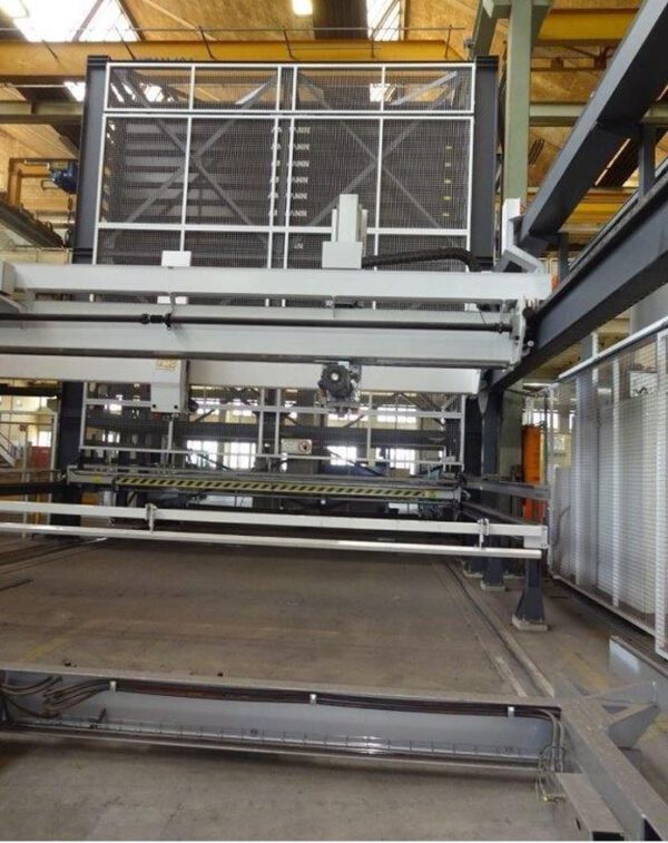 CNC Blech Hochregallager, FMG,  zur vollautomatischen Bestückung von 2 Laser Maschinen - gebraucht - : lagertechnik