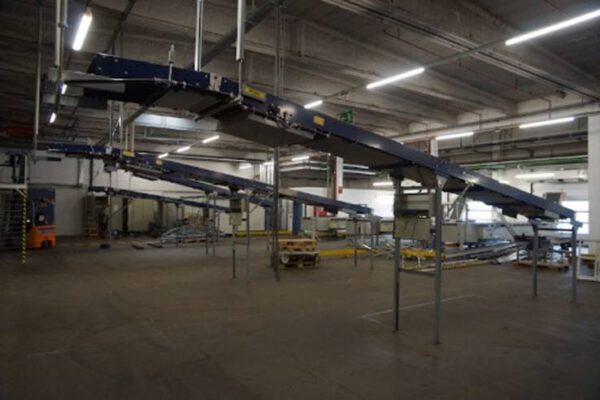 2 x Gurtförderer / Steigband, mit Knickband ca. 6,90m lang - gebraucht - : lagertechnik