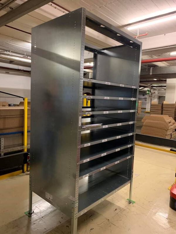 800 St. TRANSPORTIERBARE, EINZELNE Fachbodenregale, Apfel, Böden ca. 89cm x 1,28m, 7 Böden pro Feld – gebraucht - :