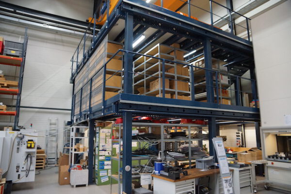Lagerbühne, Bodenebene plus 2 Ebenen, 500kg/m2, Grundfläche 56m – gebraucht - :