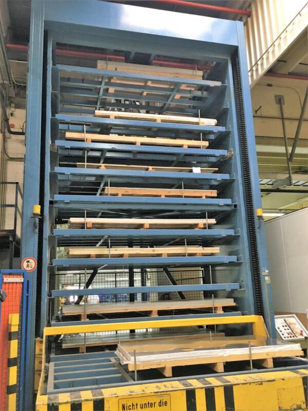 DORNIEDEN Blechlagerturm für Blechtafeln 1,50 x 3m, max. 12 Kassetten, 1,5to / Kassette – gebraucht - :