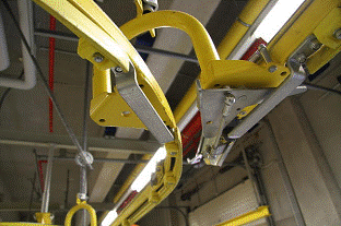 Textilhängesystem mit Trolleys, Dürrkopp, ca. 10km, 500 Weichen, 6000 Trolleys - gebraucht -: lagertechnik