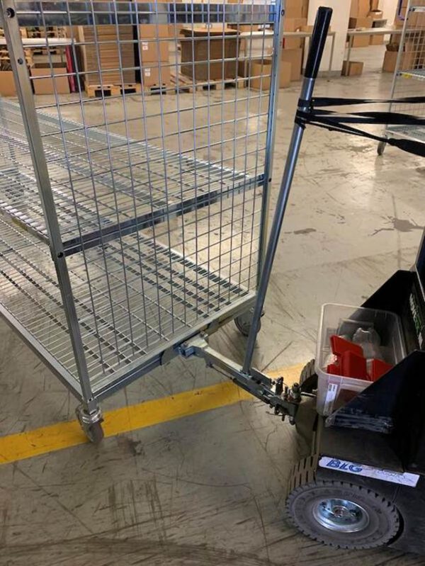 10 Stück Wanzl, Kommissionierwagen, 4 Ebenen, 2,15m lang mit Kupplung für z.B. Movexx Steh-Mitfahr-Schlepper / Ziehhilfen (kann aber auch als normaler Kommissionierwagen genutzt werden) – gebraucht - : – Bild 2