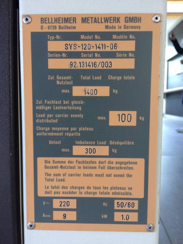 12 Stück Lagerpaternoster, Lista, 4m hoch, 450kg pro Gondel – gebraucht -: – Bild 2
