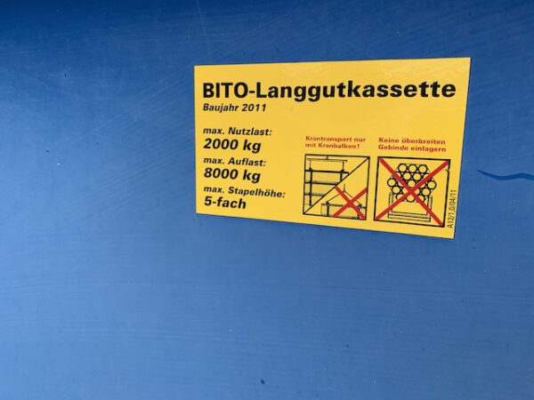 20 Sück, 4m Langgutkassette, bzw. Gestelle zur Lagerung und Transport von Langgut, Bito – gebraucht - : lagertechnik