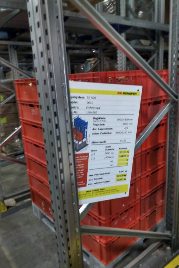 Paletten – Einfahrregal für 288 Europaletten, 1.000kg / Palette – gebraucht -: – Bild 2