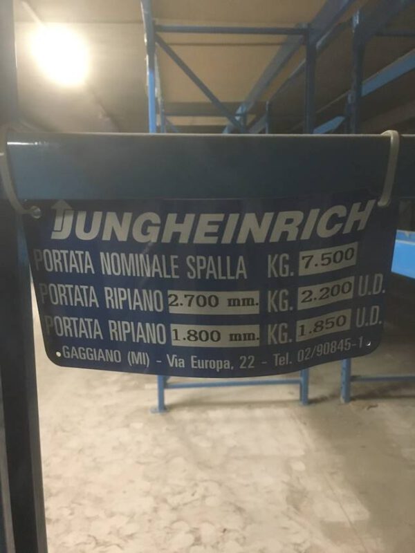 Palettenregal / Weitspannregal, Jungheinirch, max. 720 Palettenstellplätze, Rahmenhöhen ca. 2.50 bis 3,50m, mind. 733kg pro Palette – gebraucht - : lagertechnik