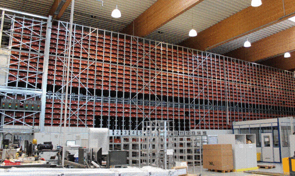 ATL, bzw. AKL (autom. Tablarlager, bzw. Kleinteilelager) ca. 24.000 Kistenstellplätze 600x 400x 220mm, 30kg Fachlast – gebraucht - : lagertechnik