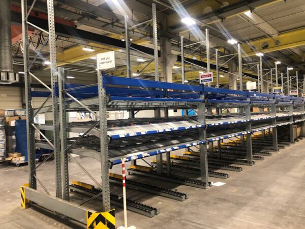 20 Felder Stückgut – Durchlaufregalanlage für Kästen und Palette, mit Ebene für Europaletten, Bito – gebraucht – : – Bild 2