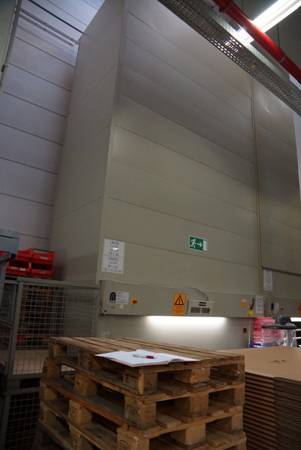 4x Lagerpaternoster, Megamat, ca. 7m hoch, 200kg / Gondel – gebraucht -: lagertechnik