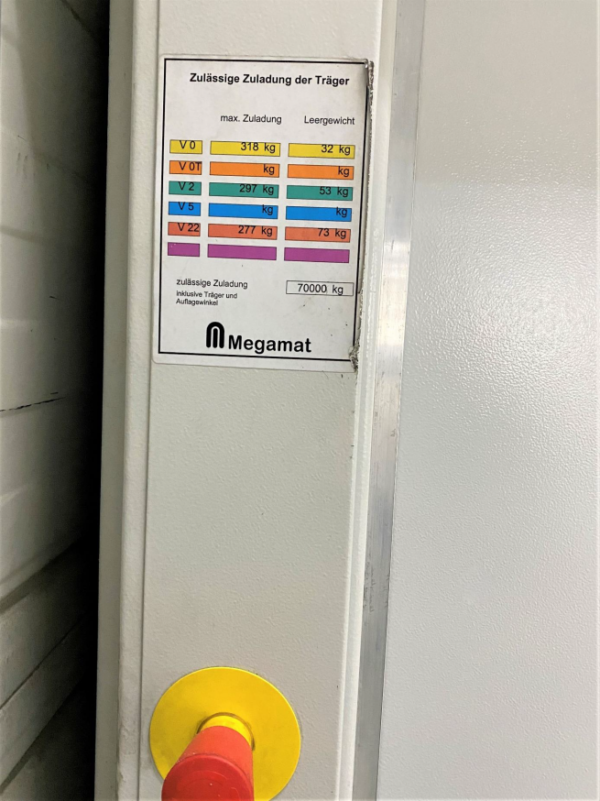 Liftsysteme, Megamat, Höhe 5,70m, ca. 318kg / Tablar, Maße pro Tablar: ca. 1,60m x 0,8m – gebraucht -: – Bild 3
