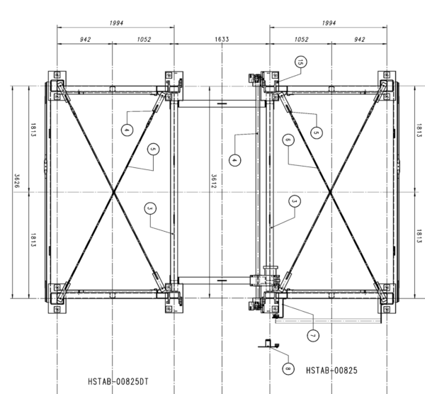 Blechlagerdoppelturm Stopa, 31 Fächer (Kassetten) a 3 Tonnen, für Blechformat: 1,50 x 3m – gebraucht - : lagertechnik