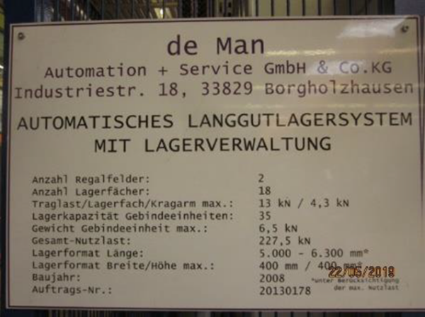 autom. Langgutlagersystem für Langgut bis 6,30m, 35 Kassetten, inkl. Lagerverwaltung – gebraucht - : – Bild 11