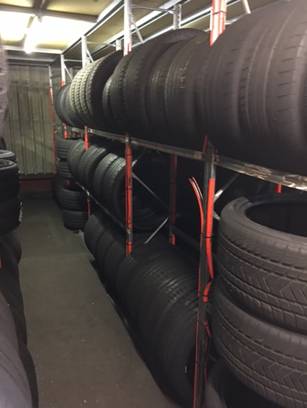 2 Reifenregalanlagen, je 2 Stockwerke - gebraucht -: lagertechnik