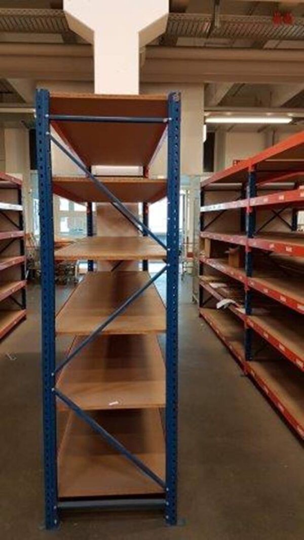 152 Felder Weitspannregale, ca. 2,10m hoch, mit 6 Ebenen mit Holzböden, Tiefe ca. 65cm – gebraucht - : – Bild 3
