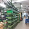 doppelseitiges Kragarm-Wannenregal, Wannenlänge ca. 4,50m, Rahmenhöhe ca. 3m, Fächer z.T. ausschwenkbar – gebraucht - :