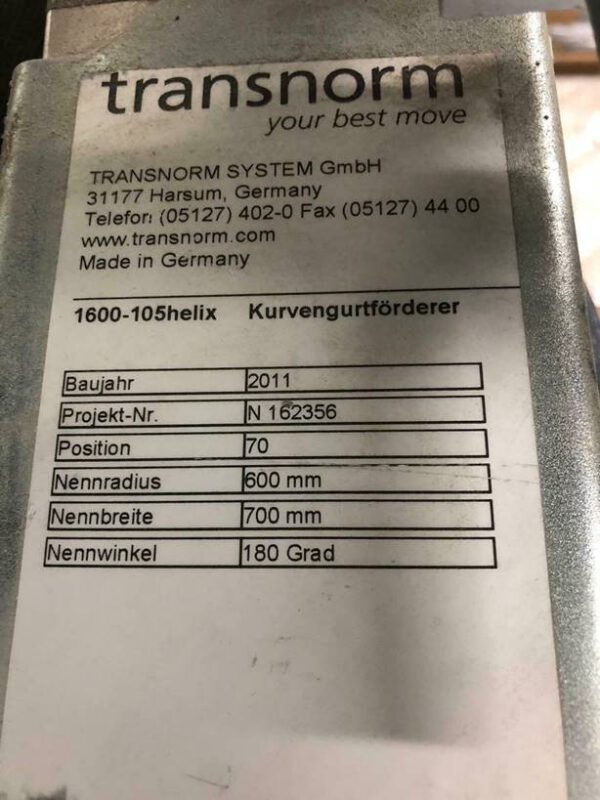 2 Stück Kurvengurtförderer 180 Grad, Helix für Steigbänder mit SEW – gebraucht -: – Bild 3