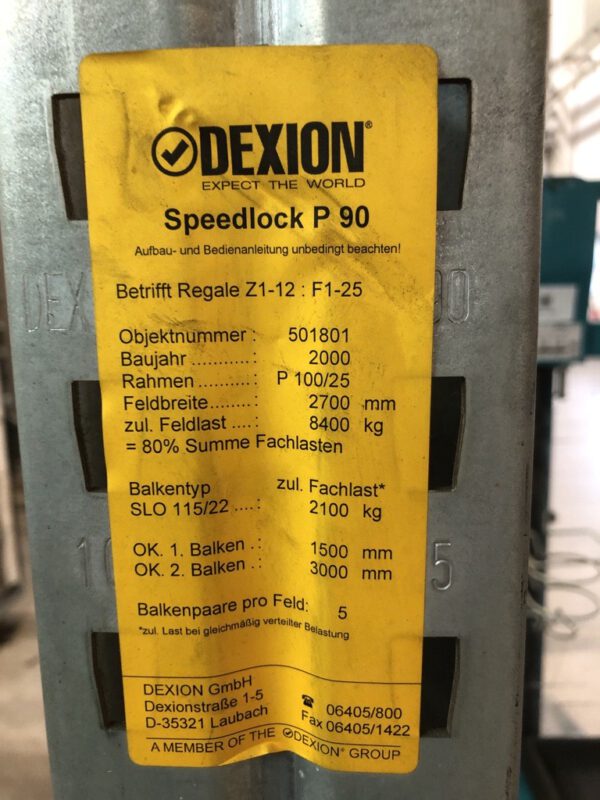 Palettenregal, Dexion, ca. 8,82m hoch, aktuell 5.616 Stellplätte, 700kg / Palettenplatz – gebraucht – : – Bild 3