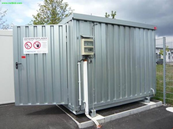Sicherheitslager Raum / Container zur Lagerung wassergefährdender Flüssigkeiten, verzinkt – gebraucht - : lagertechnik