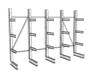 Kragarmregal, einseitig, 2,60m Höhe, 1m Arme, 600kg pro Arm – Neuware - : lagertechnik