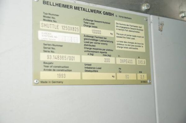 3 x Liftsysteme, Kardex, Höhe 9,40m (kürzbar), ca. 200kg / Tablar, Maße pro Tablar: 0,82 x 1,25m – gebraucht -: – Bild 4