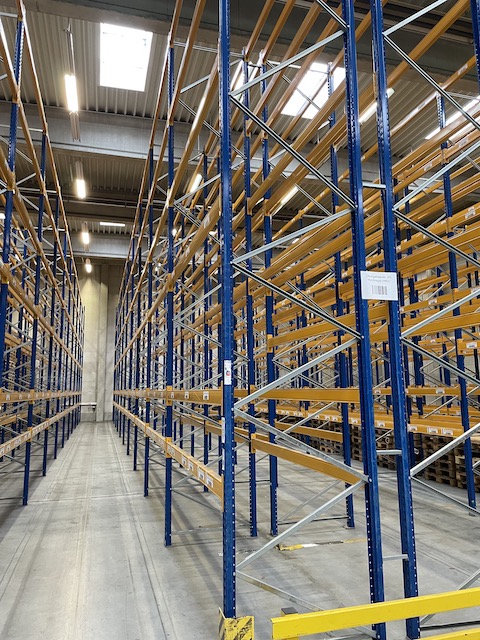 Palettenregal, Jungheinrich , ca. 6,50m hoch, 600kg / Palette,  ca. 2.160 Stellplätze – gebraucht – : lagertechnik