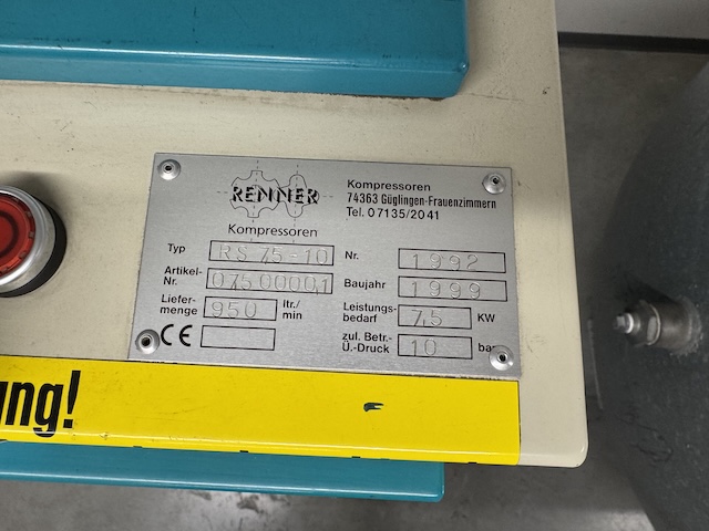 Schraubenkompressor, Renner, Schraubenkompressor RS-PRO 7,5, schallgedämmt, inkl. Kältetrockner ECOTROC KTD-B100 – gebraucht - : lagertechnik Schraubenkompressor, Renner, Schraubenkompressor RS-PRO 7,5, schallgedämmt, inkl. Kältetrockner ECOTROC KTD-B100 – gebraucht - : – Bild 4