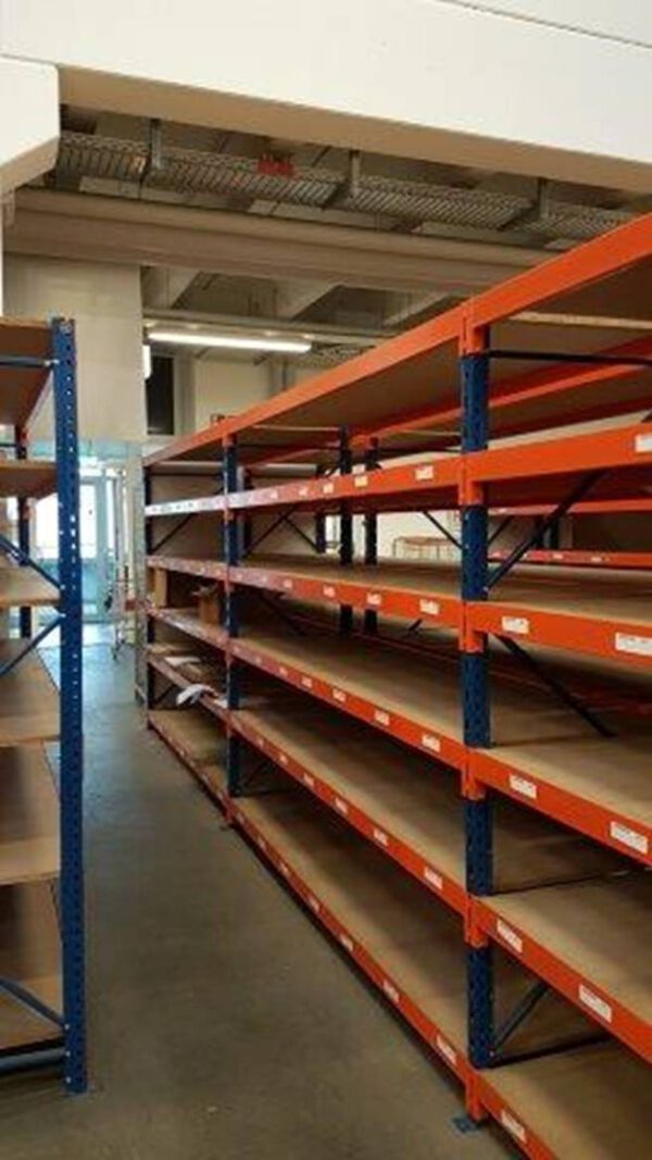152 Felder Weitspannregale, ca. 2,10m hoch, mit 6 Ebenen mit Holzböden, Tiefe ca. 65cm – gebraucht - : – Bild 4