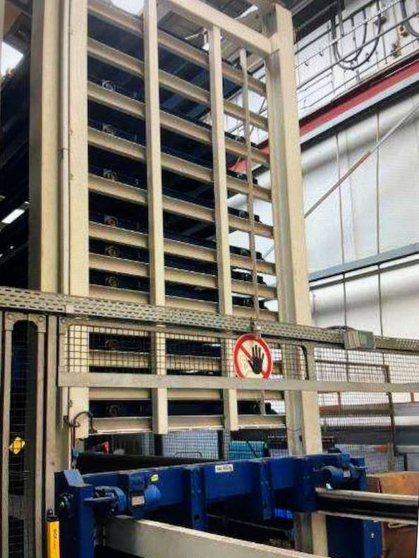Blechlagerdoppelturm Stopa, 25 Fächer (Kassetten) a 5 Tonnen, für Blechformat 2 x 4m – gebraucht - : lagertechnik
