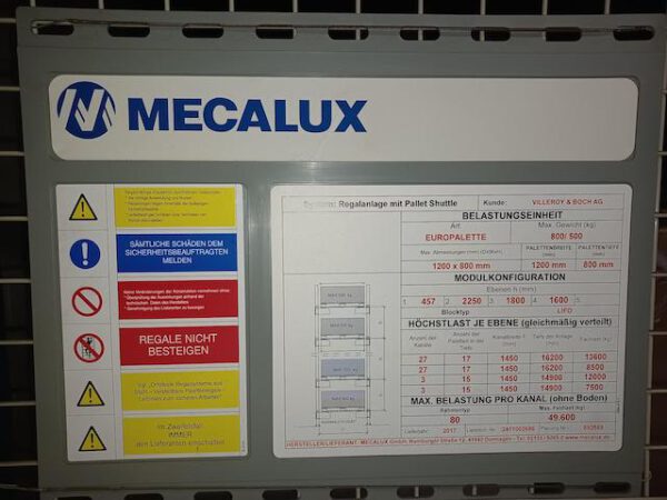 Radio Shuttle Palettenregal (FiFo) , für max. 1.948 Europaletten, 500 bzw. 800kg, inkl. 3 Palettenshuttles – gebraucht -: lagertechnik