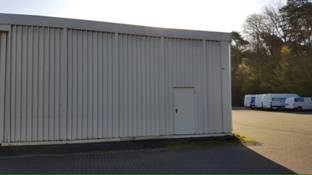 Lagerhalle mit Trapezblech, ca. 150m2, schnelle Montage – gebraucht - : lagertechnik