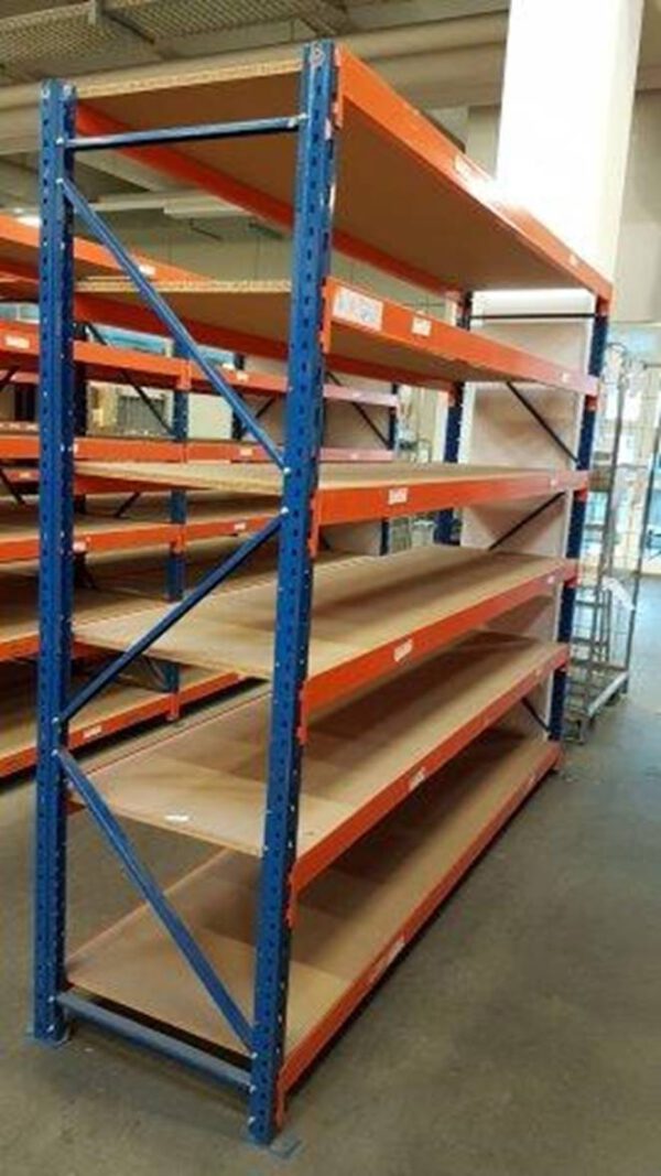 152 Felder Weitspannregale, ca. 2,10m hoch, mit 6 Ebenen mit Holzböden, Tiefe ca. 65cm – gebraucht - : – Bild 5