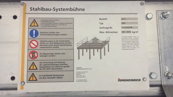 Stahlbaulagerbühne, Junheinrich, ca. 556m2 mit Spanplatten, 800kg/m2 – gebraucht - : lagertechnik