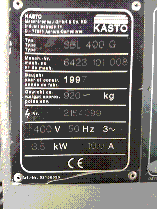 KASTO-Gehrungs-Bandsäge Typ SBL 400 G – gebraucht -: lagertechnik